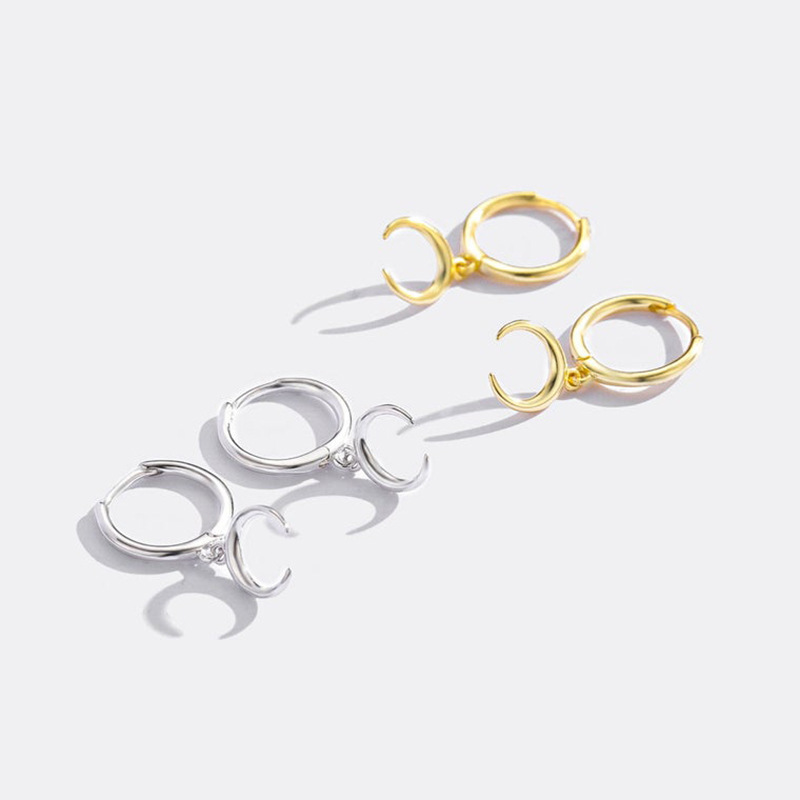 Fashion Geometric Moon Crescent S925 Silver Earrings Wholesale display picture 1