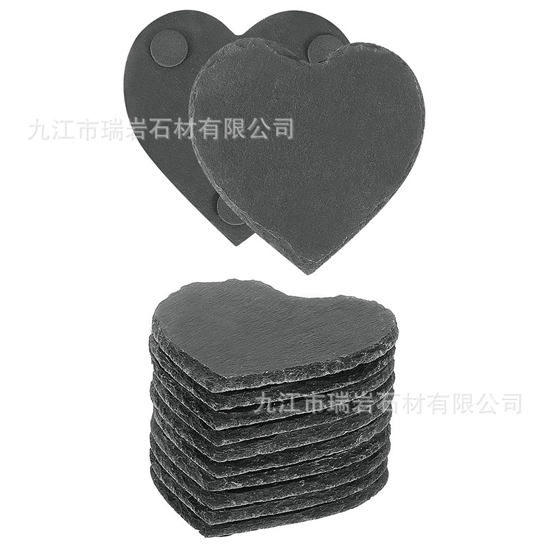 Posavasos de roca natural al por mayor de fábrica Posavasos de pizarra redonda de estilo japonés, almohadillas de aislamiento térmico, posavasos de pizarra de Amazon transfronterizos