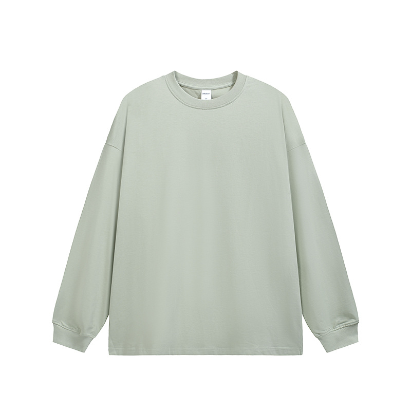 JIEZHAN | 305Gfog カラー長袖 Tシャツ 25 秋アメリカンソリッドカラーコットンルーズカップルボトリングシャツ