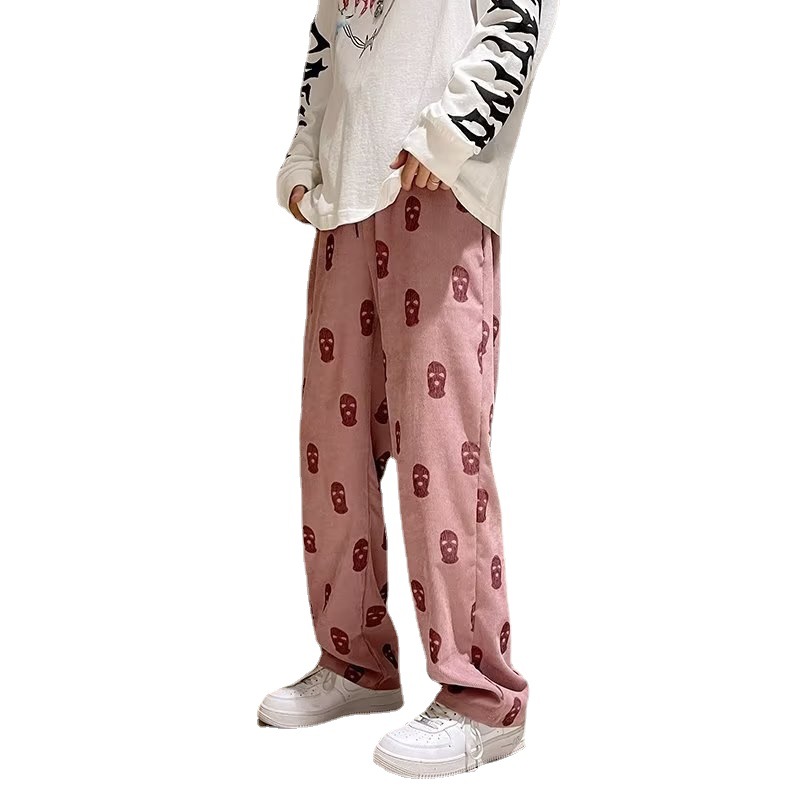 Estilo americano 2023 pantalones High Street INS de moda de los hombres de pana Pantalones anchos sueltos pantalones casuales forrados de lana primavera y otoño