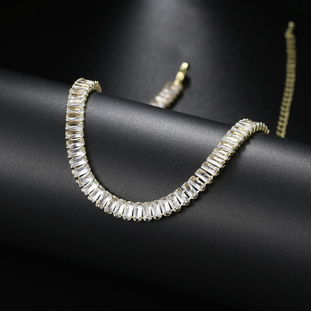 Zircon Tennis Neckchain For Men And Women, Rectangular Necklace_voghion.com