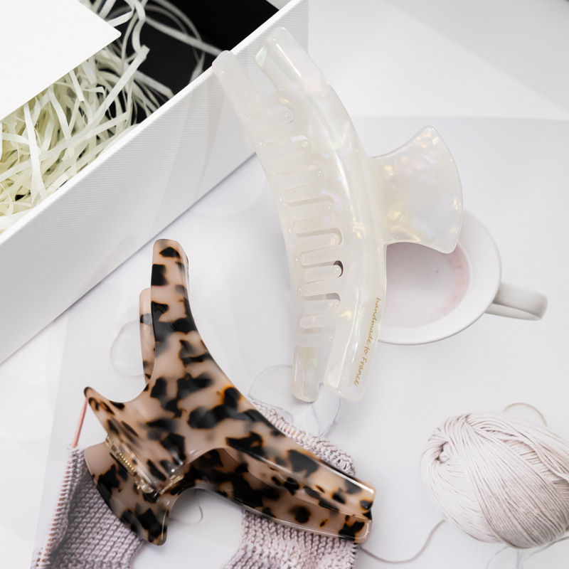 French-Style Acetate Curved Claw Clip Leopard Print Large Hairpin High-End Women's Hair Accessory Hot-Selling Accessory Yiwu Hair Accessory