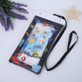 厂家定制PVC充气型手机防水袋卡通户外漂流透明pvc吹气料防水套