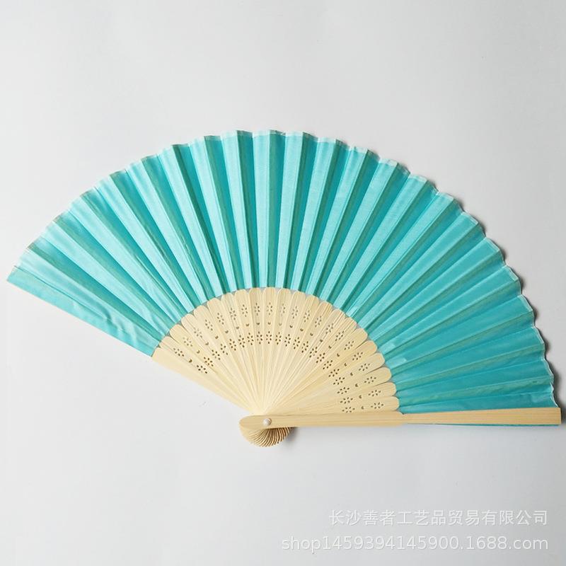 素面婚礼丝扇21CM婚礼布扇绢扇婚礼回礼扇DIY折扇丝印雕刻金色|undefined