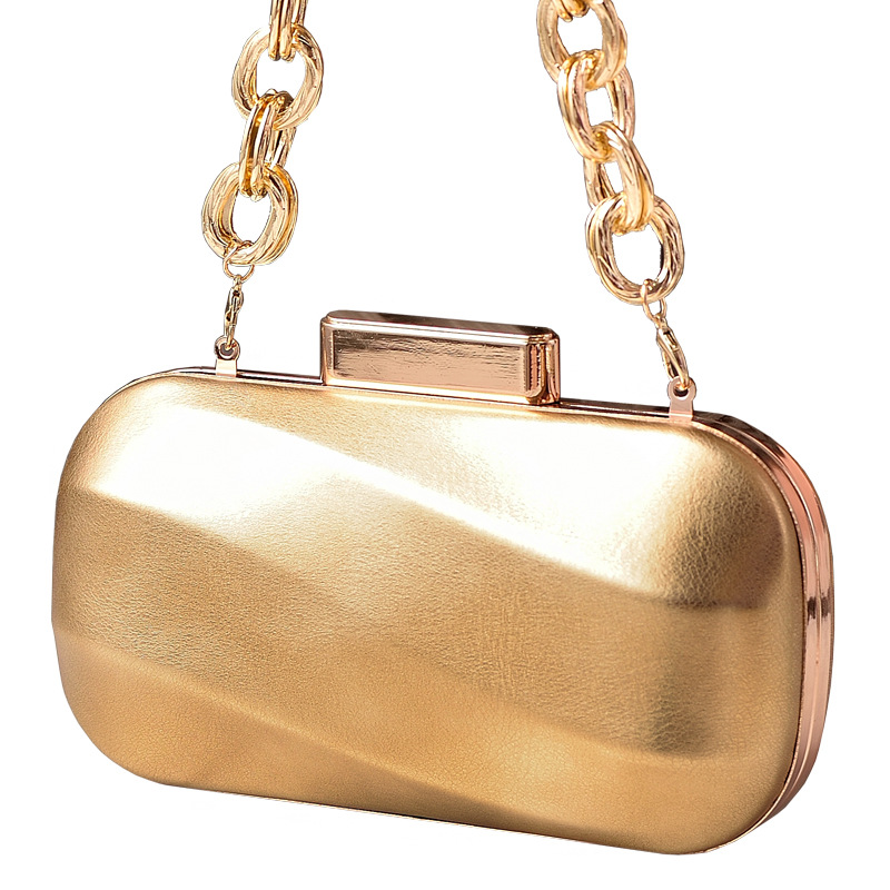 Nuevo metal transfronterizo textura bolsa de cena plateada brillante cuero bolsa de fiesta cadena bolsa de vestido bolsa de novia bolsa de noche