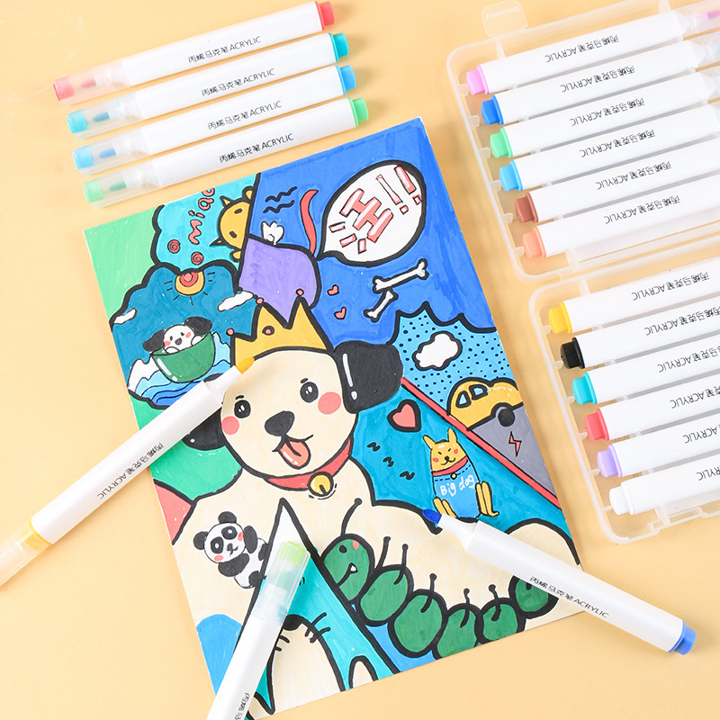 Niños marcador de acrílico impermeable color opaco dibujado a mano Diy Gok lápiz 48 colores lavable lápiz de pintura de acrílico