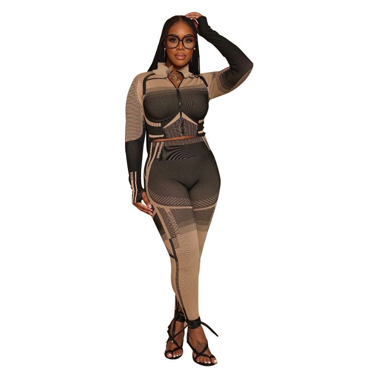 315g Weight Long Sleeve Sleeve Length Spandex, Polyester Fabric Type Pant Co-ord Set Sets Type 2 Pieces Set Quantity Sports Occasion Standing Collar Neckline Sports Function Skinny Fit Type Geometric Pattern Autumn Season Women's Gender Sports Style Sports Women's Sports Geometric Spandex Polyester Pant Co-ord Set Pants Sets 18