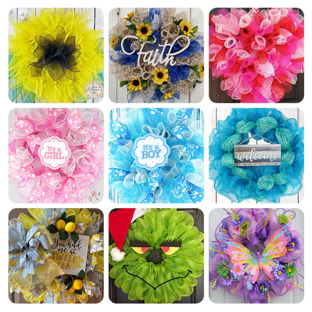 En stock al por mayor borde parrilla PP malla Navidad guirnalda haciendo guirnalda material decorativo malla Halloween