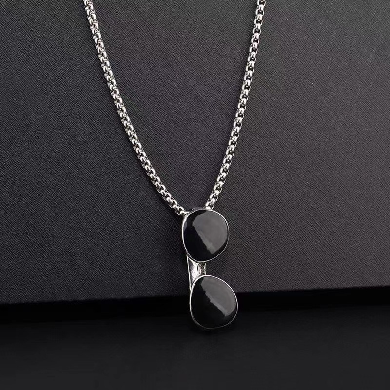 Necklace Classification Titanium Steel Chain Material 1 Piece Quantity Hip-Hop Sunglasses Alloy Titanium Steel Enamel Unisex Necklace
