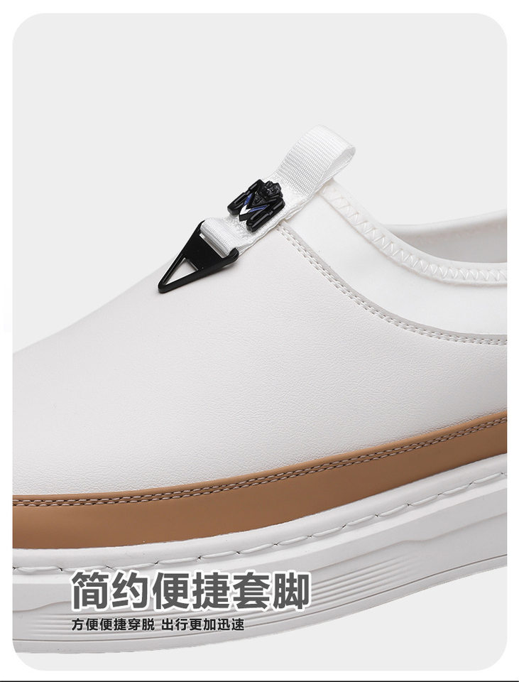 Giày sneaker nam cổ thấp dáng giày ván, mũi tròn, dây buộc, mặt da mềm — GX367 màu trắng, GX367 màu đen chi tiết 6