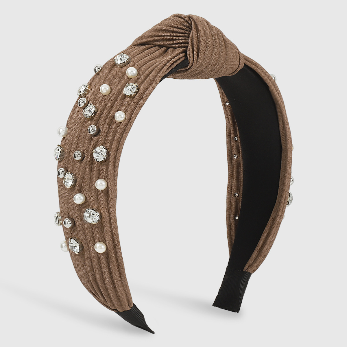 Mode Noeud D'arc Chiffon Fait Main Perles Artificielles Strass Bande De Cheveux 1 Pièce display picture 15