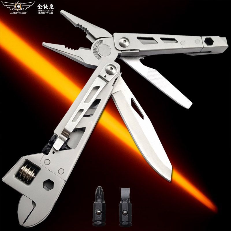 全能鹰多功能便携式钳子全钢迷你扳手折叠小刀户外组合螺丝刀工具