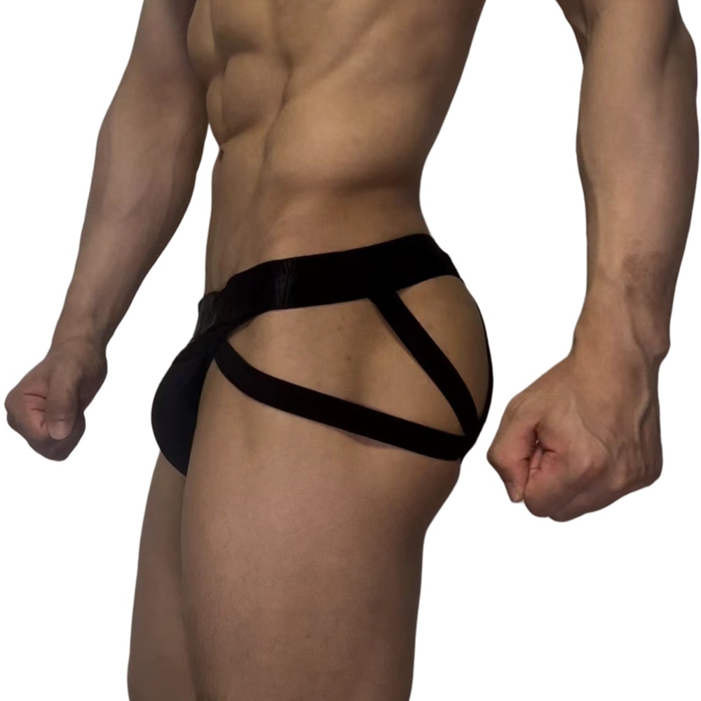 Ropa interior de los nuevos hombres hip lifting sexy Tanga transparente seda de hielo vinculante transparente sexy anillo de acero vendaje hueco tentación