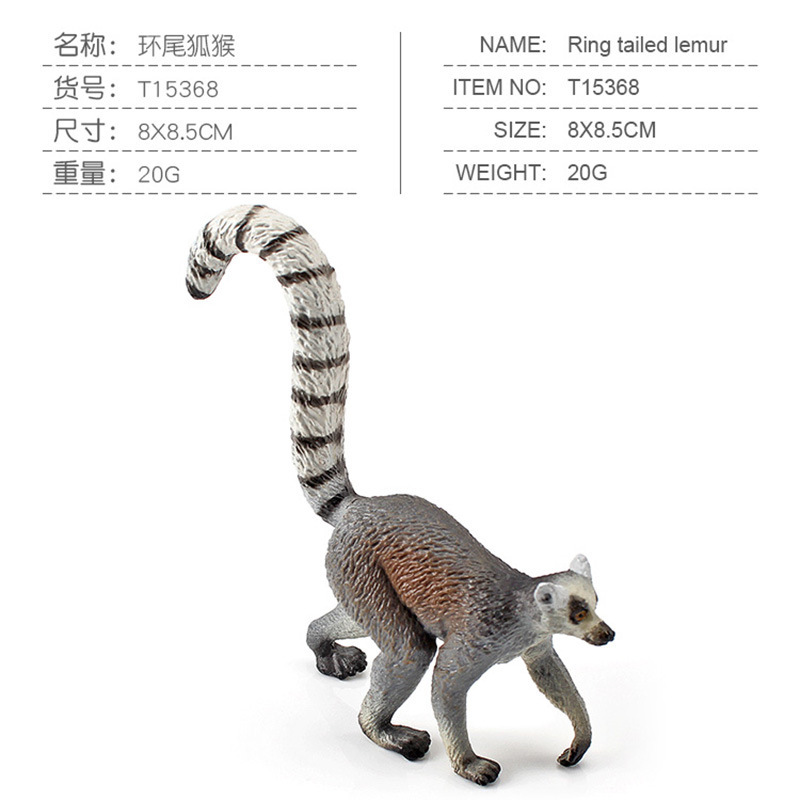 Exportación transfronteriza de simulación para niños modelo animal bosque mini mapache anillo cola Lemur decoración animal juguete al por mayor