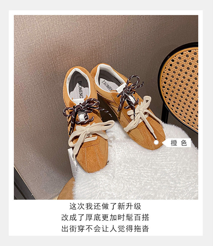 Giày thể thao nữ cỡ lớn lót lông giữ ấm, kiểu dáng thường ngày, dây buộc, cổ thấp — Màu kaki, Màu mơ, Màu vàng chi tiết 9