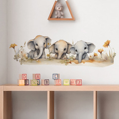 梵汐fun-d1卡通小象一家三口兒童臥室幼兒園牆面美化裝飾牆貼紙