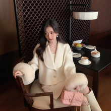 2025秋冬新款小个子双面羊绒大衣女狐狸毛领高级感羊毛呢皮草外套