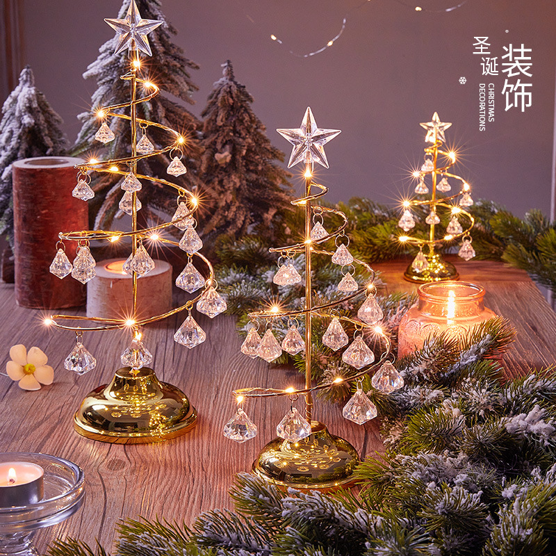 Árbol de Navidad luminoso con cristal, elegante decoración navideña para hogar o regalo image 3