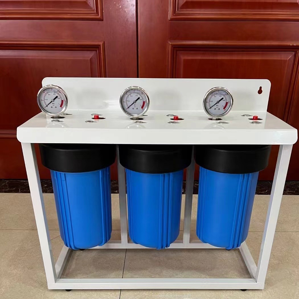 Purificador de agua de dos etapas de tres etapas grande flujo de 10 pulgadas 20 pulgadas filtro azul purificador de agua de tubería