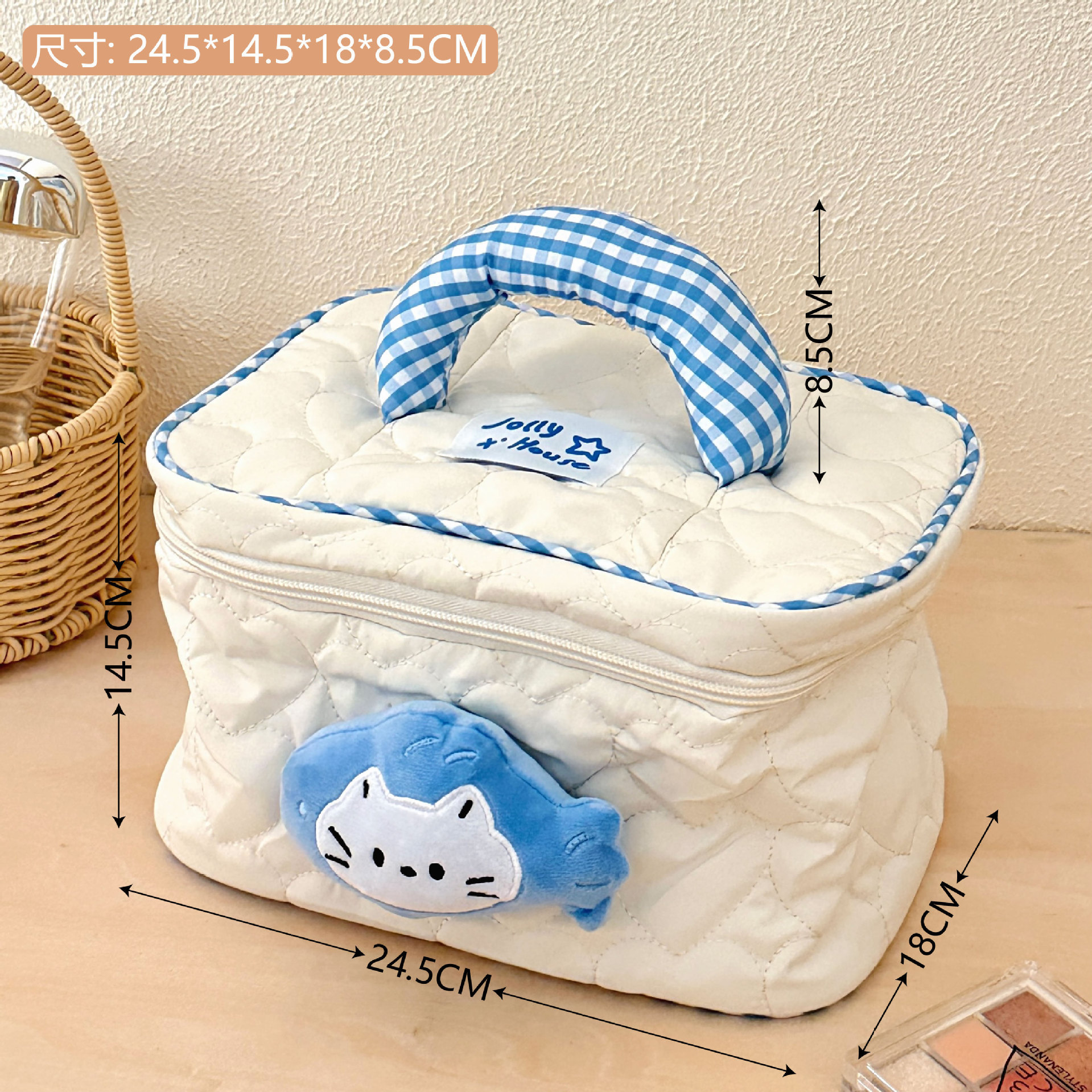 2 # 미색 고양이 화장품 파우치