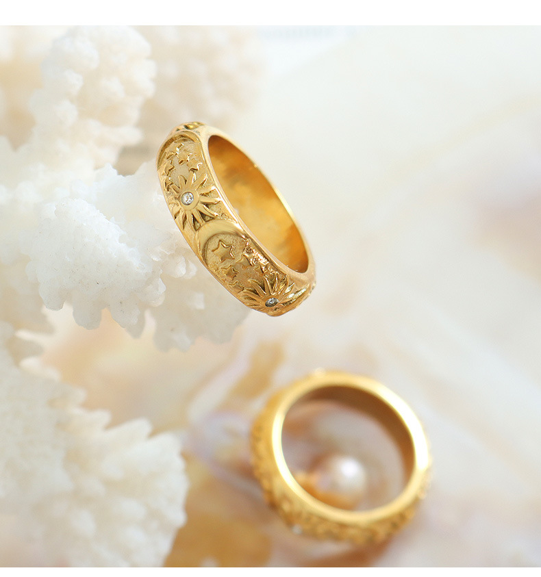 Fashion Geometric Titanium Steel Plating Zircon Rings