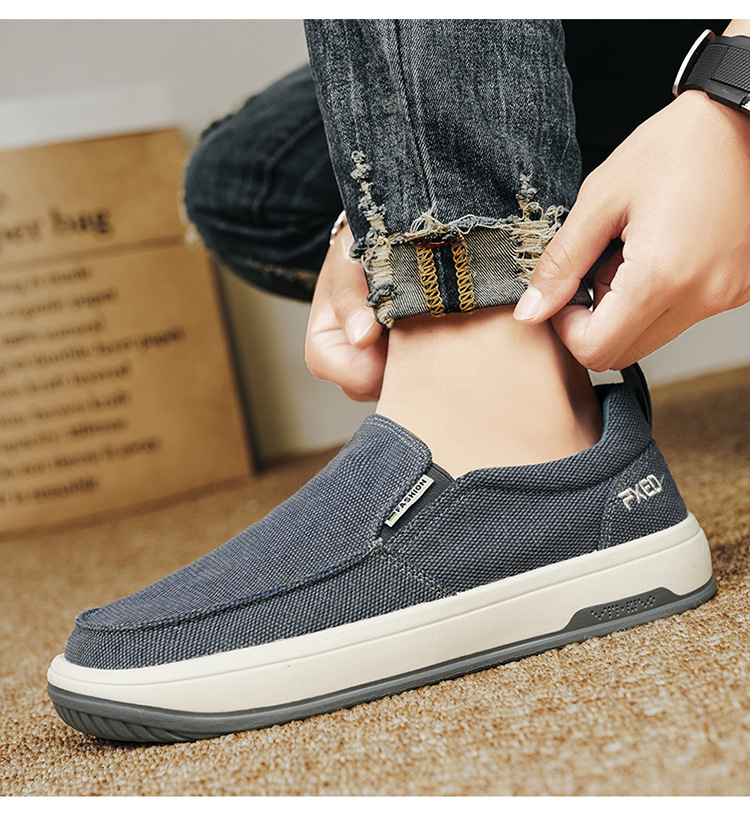 Men's shoes breathable old Beijing cloth shoes casual men's canvas shoes lazy one pedal soft-soled work shoes_voghion.com