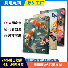 定制批发亚马逊跨境钻石画绷框画印刷画芯定做打印无边框帆布画