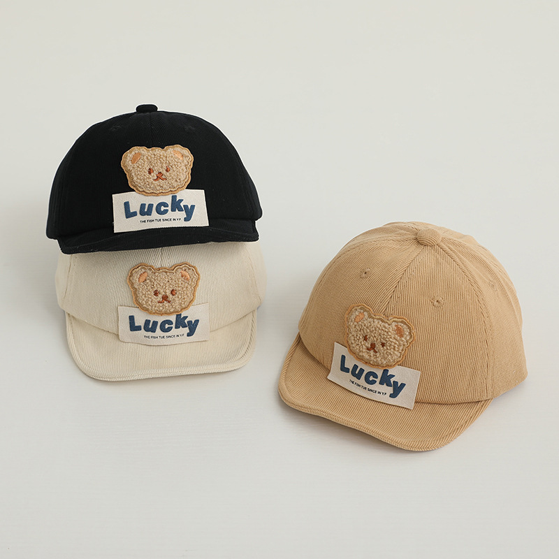 Bebé enarboló el otoño y el invierno bebé suave gorra de béisbol lindo oso de dibujos animados niños y niñas sombrero de pana