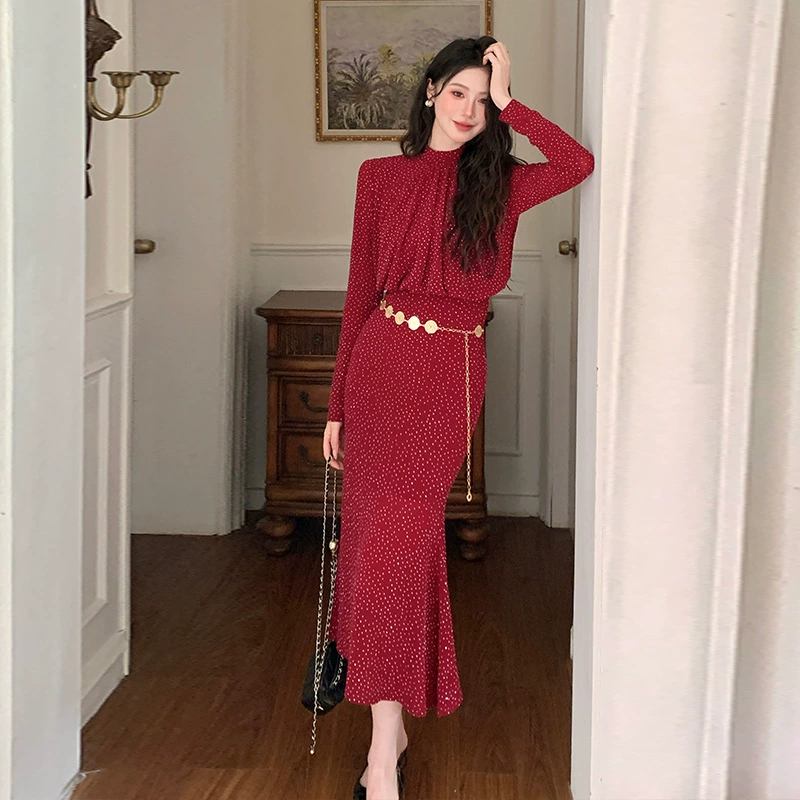 Рекордный снимок 2025 темпераментный новый рыбий хвост тонкое яркое бриллиантовое платье 5601 с поясом