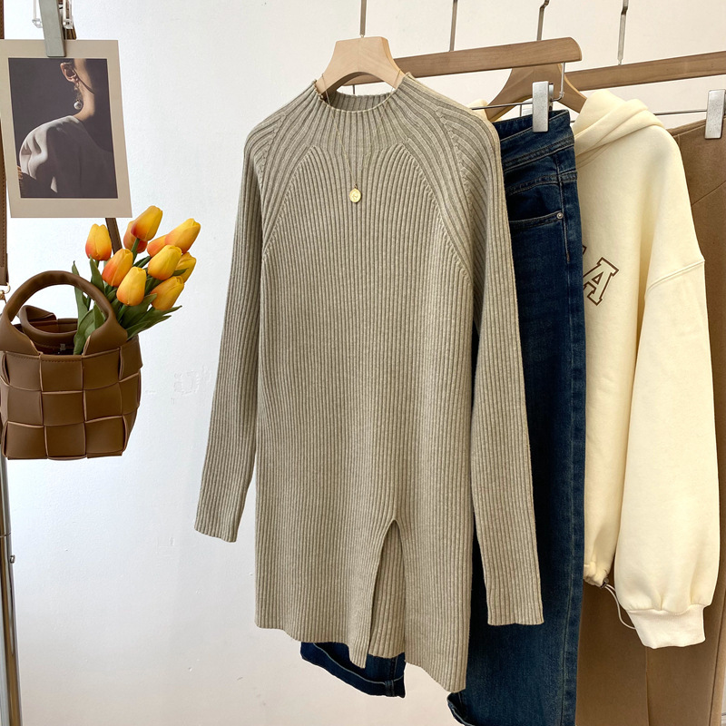 Special Offer with Free Shipping, No Returns or Exchanges. Stylish Split Hem Sweater with Half-High Collar, Ribbed Texture, Loose Fit, Thickened Base Layer 8456 Special Offer with Free Shipping, No Returns or Exchanges. Stylish Split Hem Sweater with Half-High Collar, Ribbed Texture, Loose Fit, Thickened Base Layer 8456