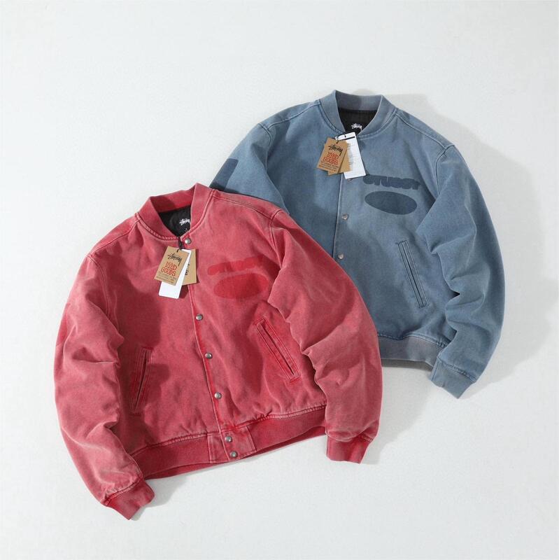 斯图西 Stussy FW 新款假日系列复古重工水洗帆布棒球服棉服夹克|undefined