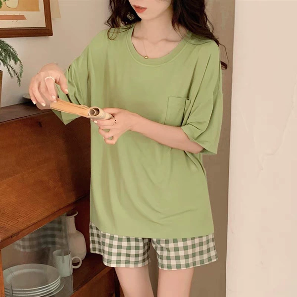 SMX thick two short green plaid pants