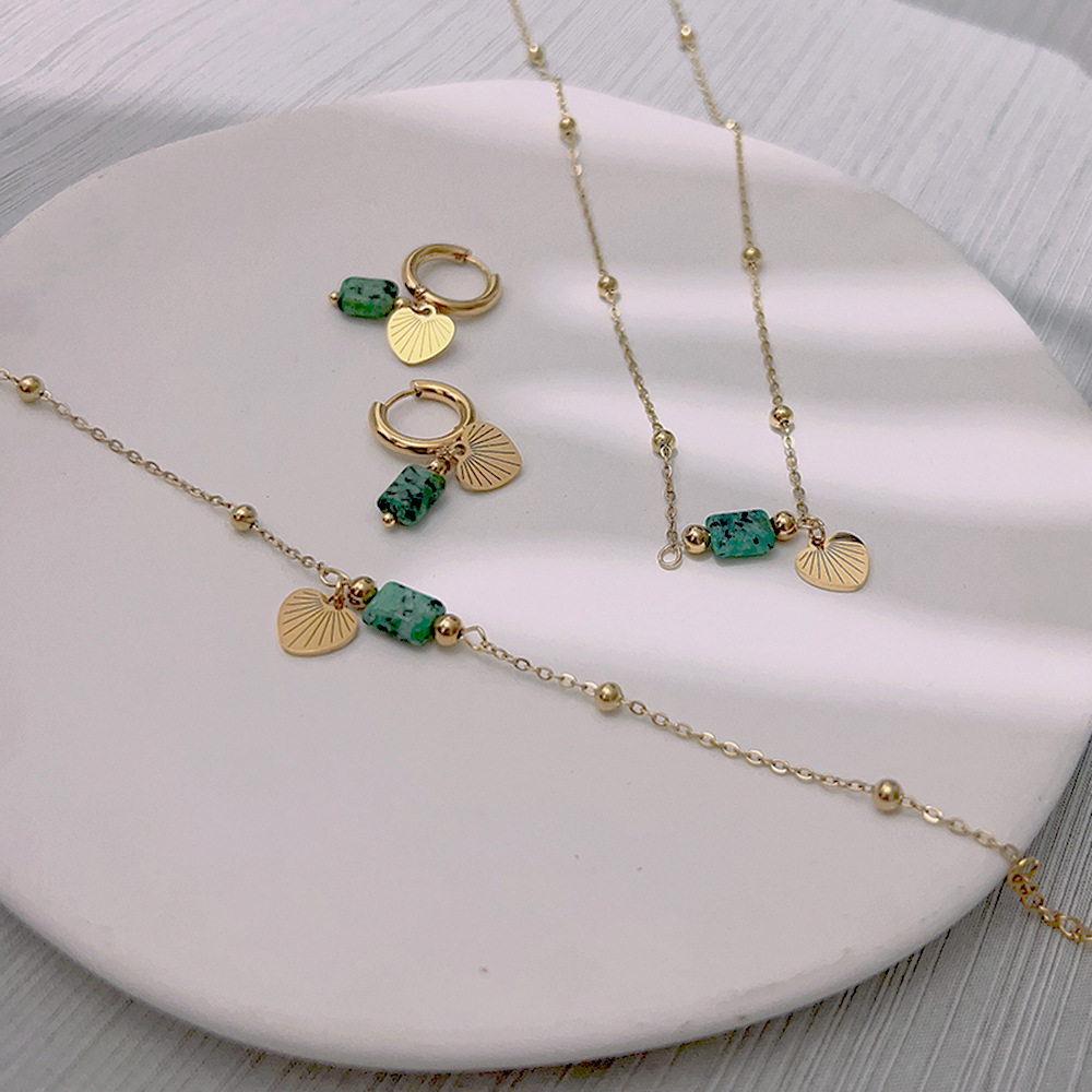 Daily Occasion Stainless Steel Material Simple Style Heart Shape Stainless Steel Plating Jewelry Set