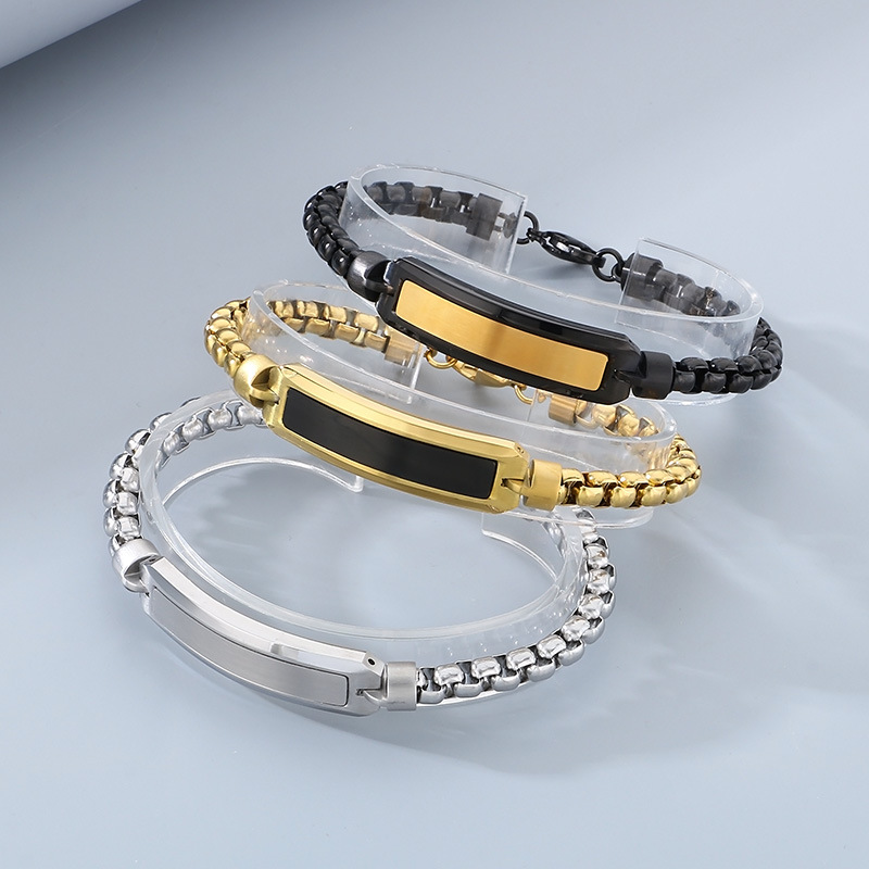 304 Stainless Steel Chain Material Retro Classic Style Geometric 304 Stainless Steel Plating Men's Bracelets Men's Chain Bracelets