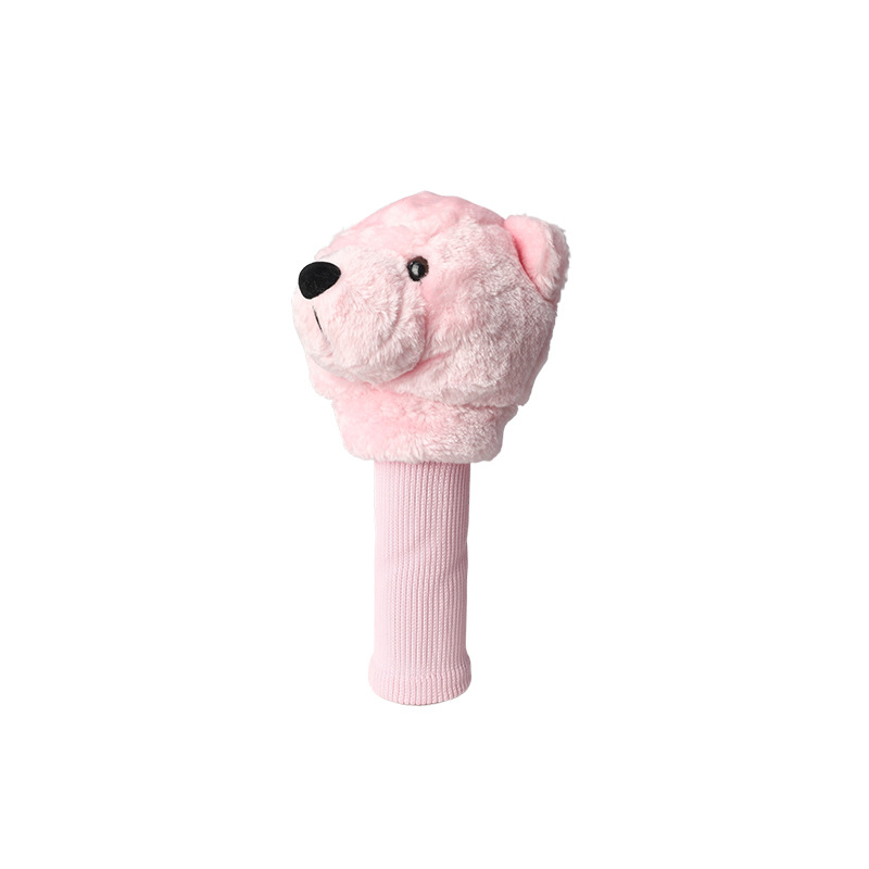Comercio exterior Pink Bear Head Doll Juego de palos de golf Juego de palos de golf Juego de palos de relleno Equipo de palos de lana