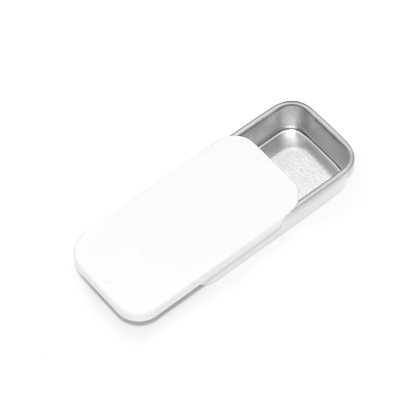 Hilo dental de hojalata Push-Pull caja de bálsamo caja pequeña caja de hierro cubierta deslizante en stock soporte al por mayor impresión de LOGOTIPO