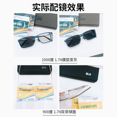 1.74 Colored Mirror Lenses with Anti-Blue Light Film, Changing from Color to Grey to Tea, Light Blocking, Ultra-Thin Aspheric Coated Eyeglass Lenses
