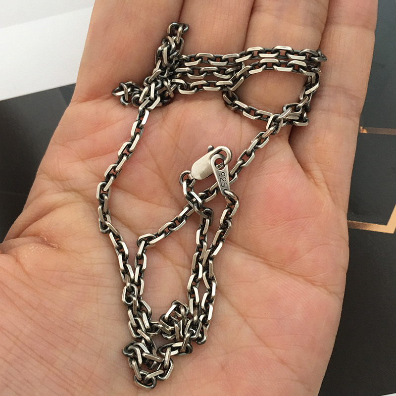 2.8mm Too Angle Chain Men's Fashionable Necklace Used as Old Platinum Plated Chain Clavicle Necklace Chain Hanging Ring 2.8mm Too Angle Chain Men's Fashionable Necklace Used as Old Platinum Plated Chain Clavicle Necklace Chain Hanging Ring