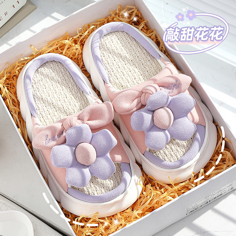 lovely Flax slipper summer Home Furnishing wholesale indoor non-slip Four seasons spring and autumn household ventilation Cotton and hemp slipper