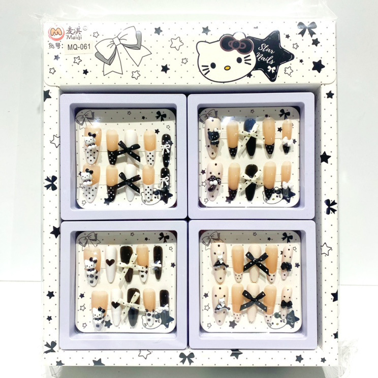 New Kt Cat Black and White Wearable Nail Stickers with Decorations, High-End Cartoon Nail Art Stickers for Girls, 3D Nail Stickers Accessories New Kt Cat Black and White Wearable Nail Stickers with Decorations, High-End Cartoon Nail Art Stickers for Girls, 3D Nail Stickers Accessories
