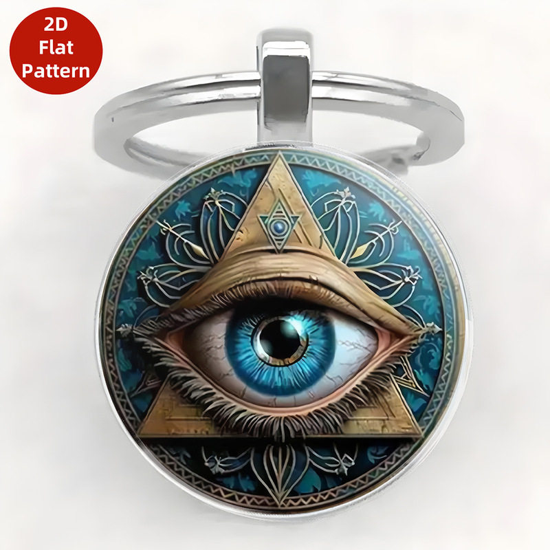 Cross-Border New Product Evil Eye Time Gem Keychain Pendant Metal Key Ring Car Bag Decoration Cross-Border New Product Evil Eye Time Gem Keychain Pendant Metal Key Ring Car Bag Decoration