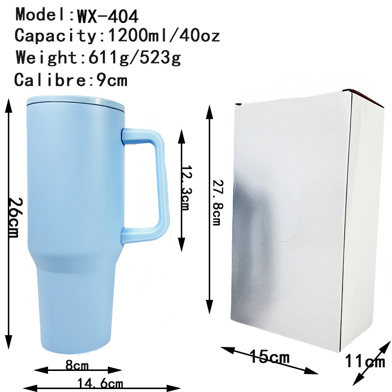 2025 nuevo a través de 40oz doble hielo taza de paja plegable mango portátil taza de automóvil de bebida directa