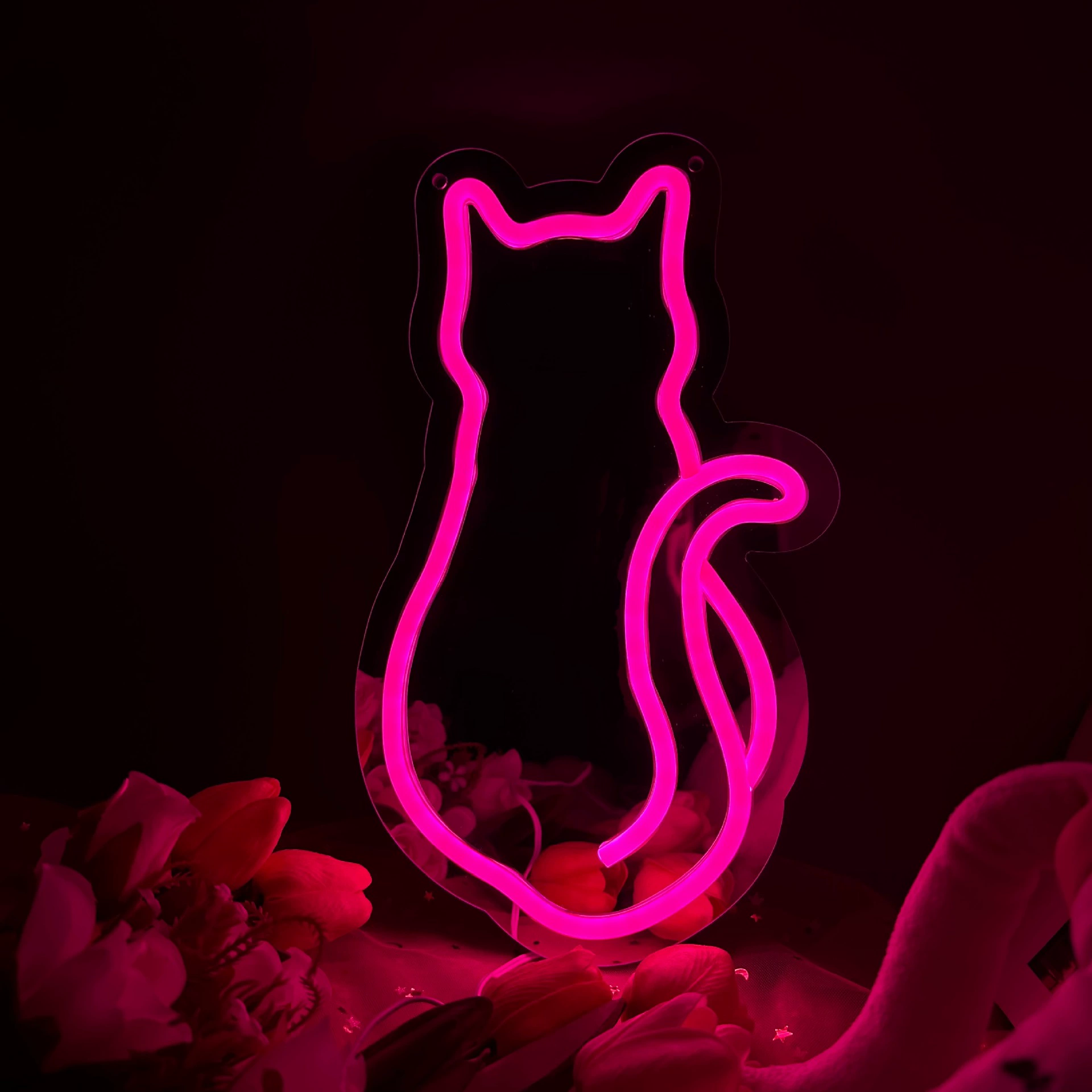 LED творческая ночная лампа, зеркало, свет, зеркало эффект, кот, подарок на день рождения