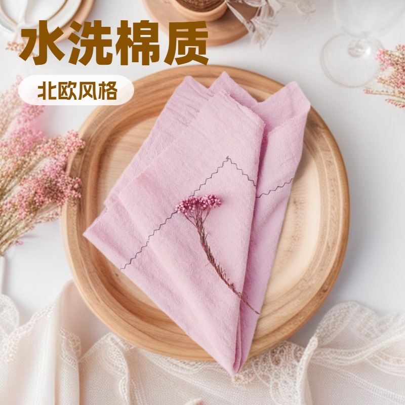 Tece servillas de algodón lavado con agua arena lavado bucal tela almohadilla de mesa almohadilla de fondo de tiro servillas de té transfronterizas servillas ligeras lujosas