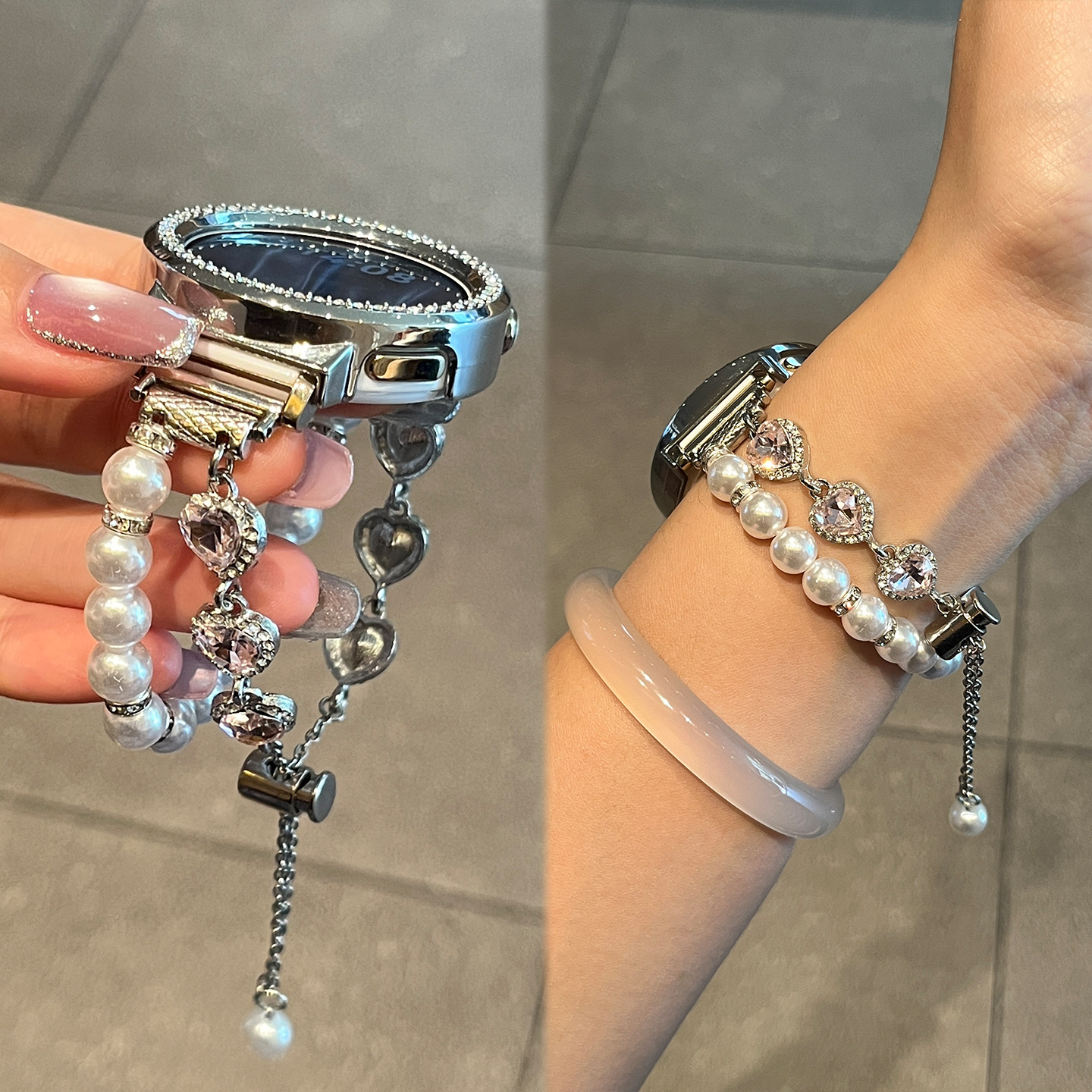 Suitable for Oppowatchx2Mini Women's Watch Strap Heart Pearl Watch4Pro Watch Wristband Classy Summer