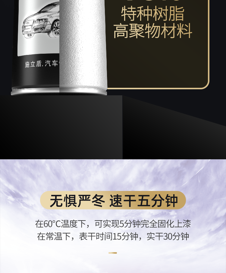 ShiliDun Gold Can Particle Adhesive Car Chassis Armor Self-Applied Anti-Rust Paint for Undercarriage and Side Skirts, Original Factory White