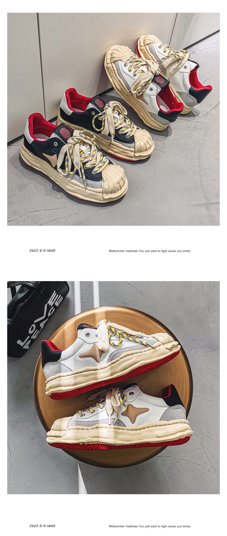 Neues Nischendesign: Sanyuan Kangyu Shell Head Dissolved Koreanische Sport- und Freizeit-Schnürschuhe mit dicker Sohle für Herren_voghion.com