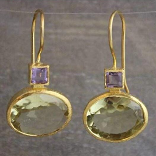 跨境新款欧美外贸简约几何水晶玻璃长款耳坠女士气质耳环批发