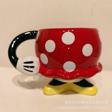 跨境创意个性卡通米妮米奇陶瓷水杯手绘圣诞杯定制马克杯ins风
