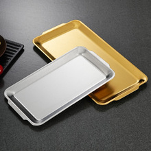 韩式304长方形盘子不锈钢加厚烧烤盘平底托盘菜盘金色烤肉店餐具